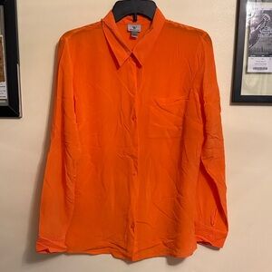 Vibrant Orange Button-Down Blouse